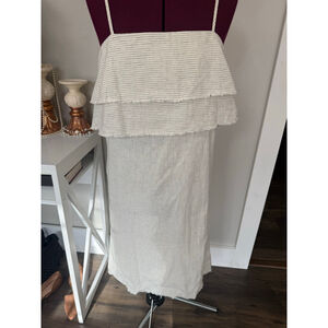 Zara Linen Look White Pinstripe Dress Medium
